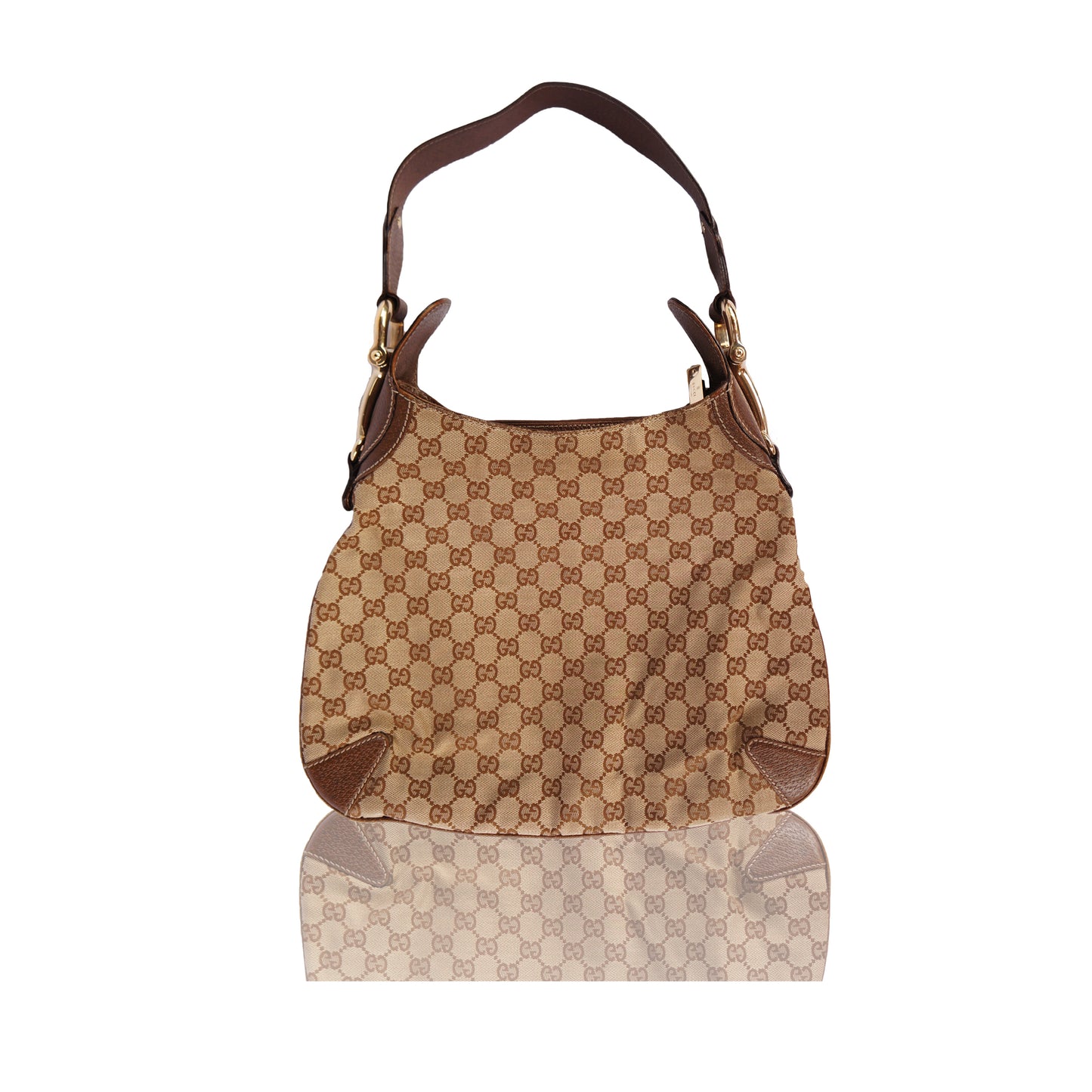 GUCCI GG CREOLE CANVAS LEATHER HOBO BAG - leefluxury.com