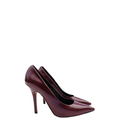 CÉLINE PHOEBE PHILO BURGUNDY LEATHER POINTED-TOE PUMPS - leefluxury.com