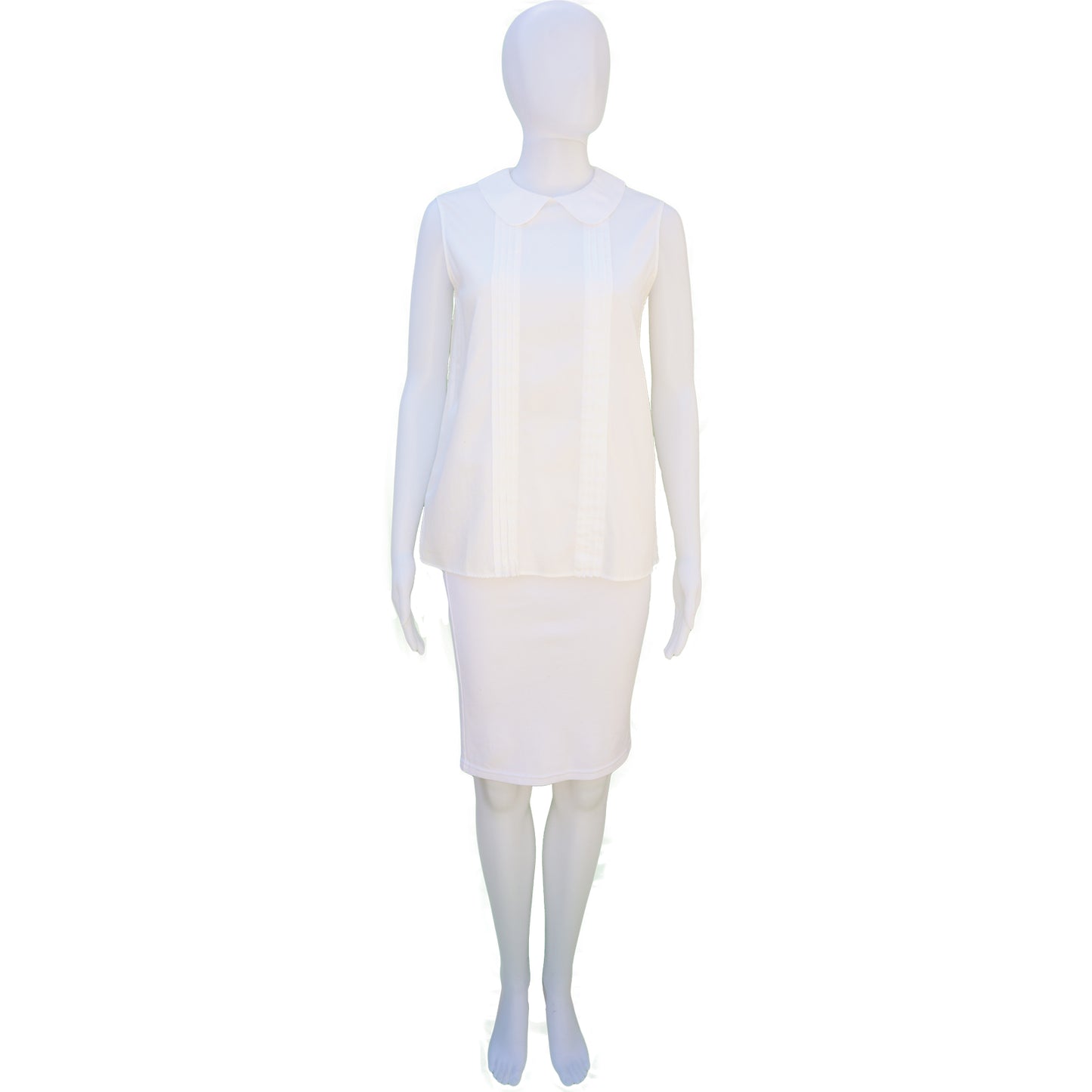 MIU MIU WHITE SLEEVELESS BIB NECK TOP - leefluxury.com