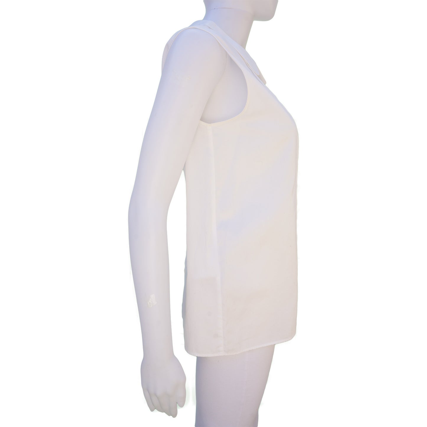 MIU MIU WHITE SLEEVELESS BIB NECK TOP - leefluxury.com