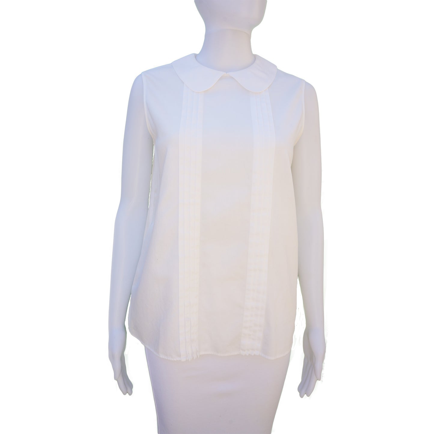 MIU MIU WHITE SLEEVELESS BIB NECK TOP - leefluxury.com