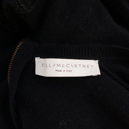 STELLA MCCARTNEY LACE APPLIQUE  LONG BLACK SWEATER TUNIC - leefluxury.com