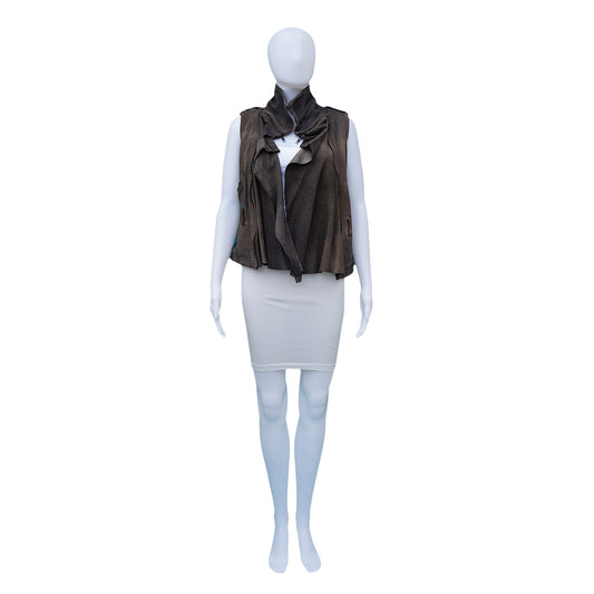 ALL SAINTS GREY SUEDE VEST - leefluxury.com