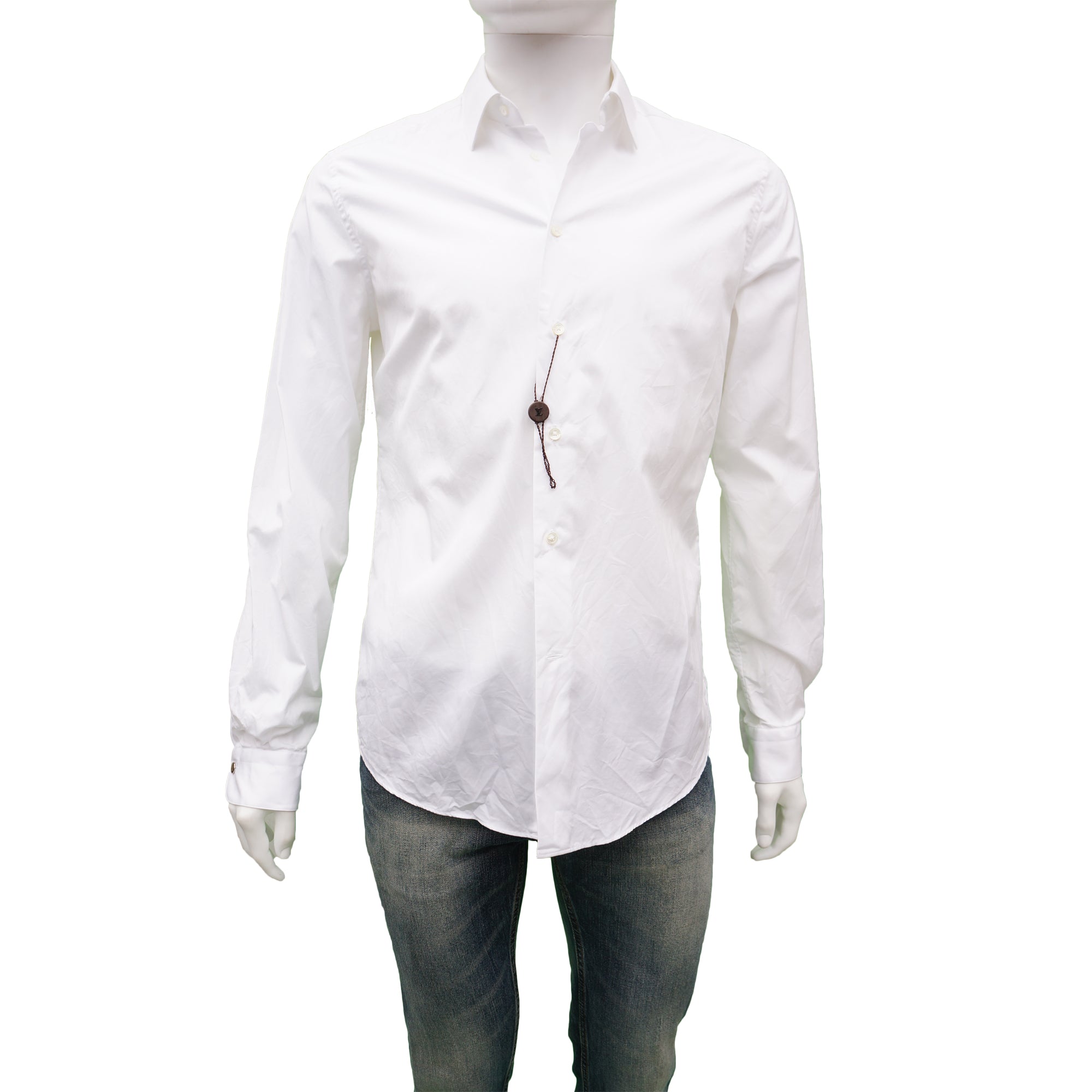 LOUIS VUITTON WHITE COTTON ROUND CUFF DRESS SHIRT – leefluxury.com