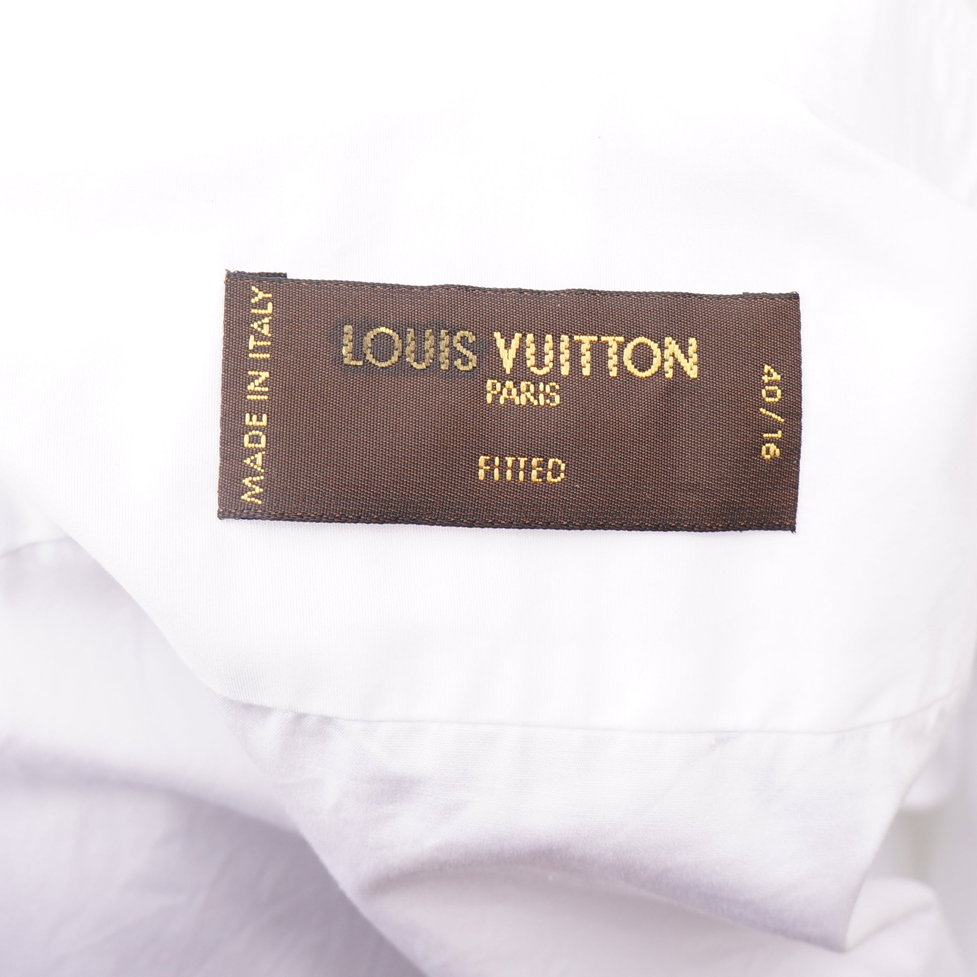 LOUIS VUITTON WHITE COTTON ROUND CUFF DRESS SHIRT - leefluxury.com