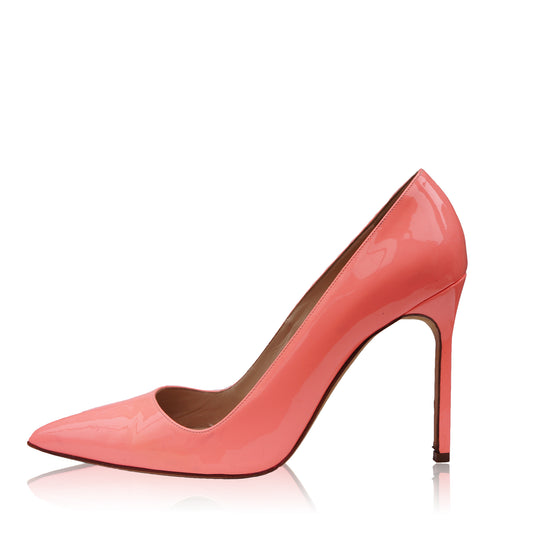 MANOLO BLAHNIK BB CORAL PATENT LEATHER PUMP - leefluxury.com