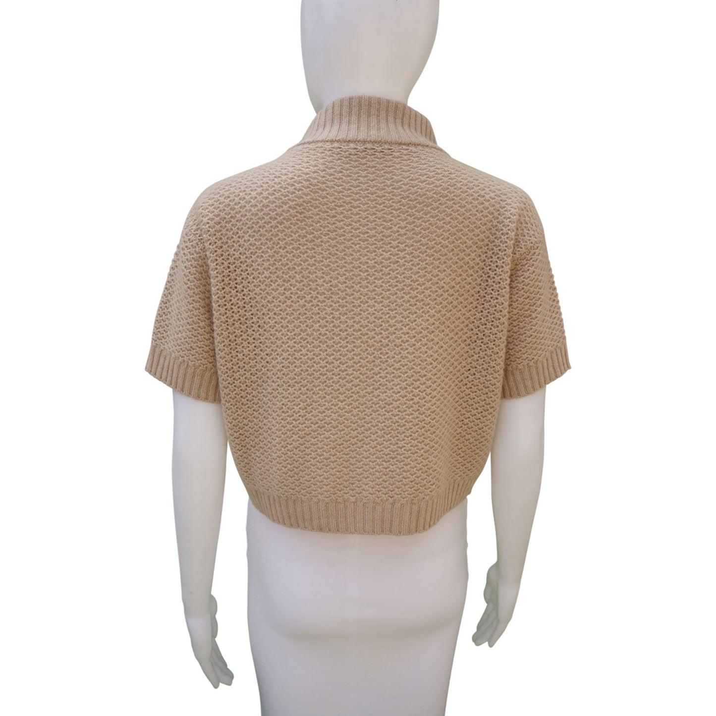 MAXMARA ECRU CASHMERE OPEN CROPPED CARDIGAN TOP - leefluxury.com