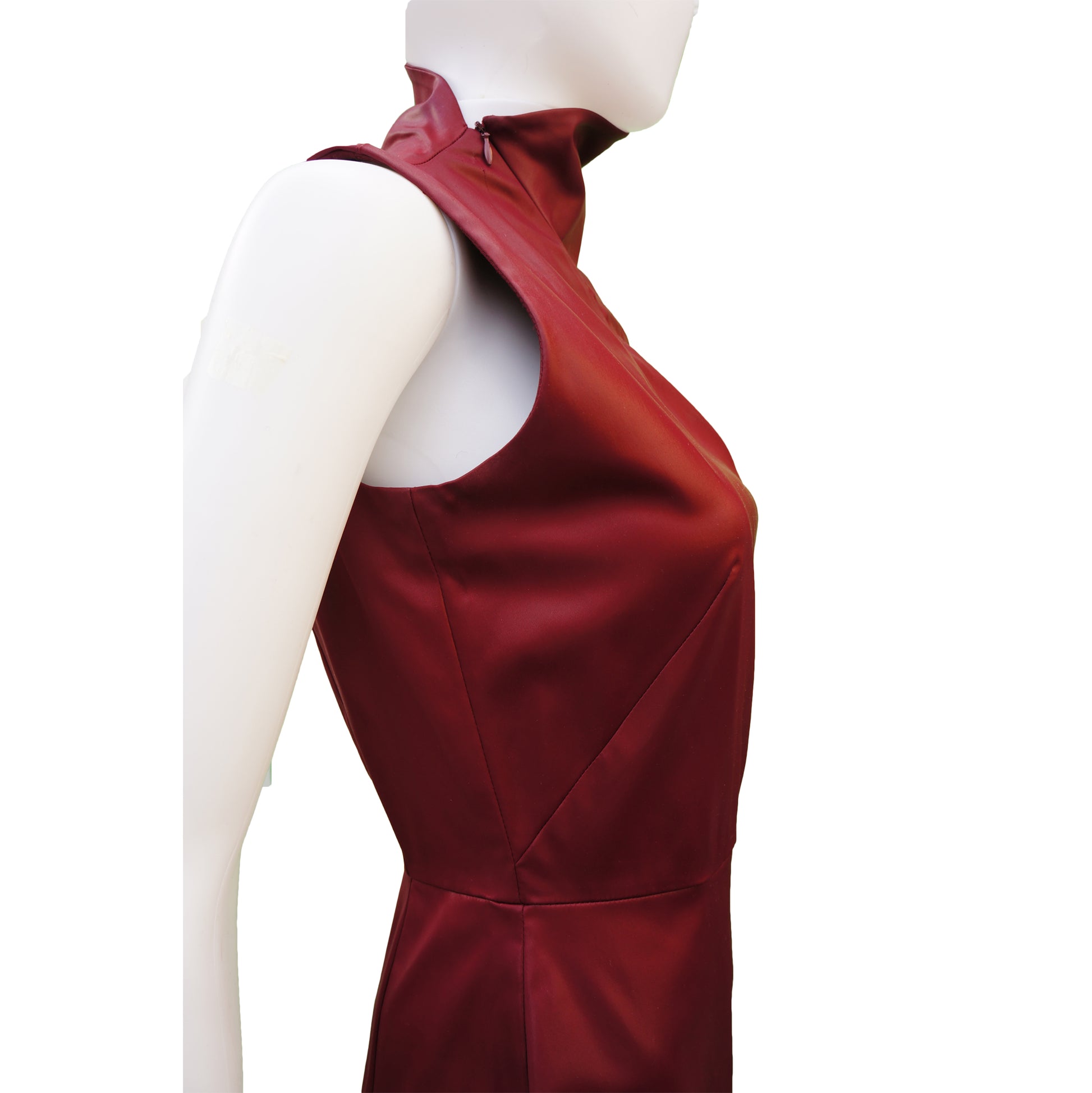 MISURA BURGUNDY FAUX LEATHER STRETCH DRESSS leefluxury.com MISURA BURGUNDY FAUX LEATHER STRETCH DRESSS leefluxury.com