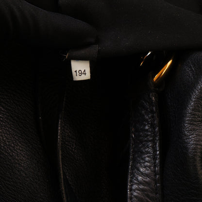 MIU MIU VITELLO LEATHER BLACK SATCHEL BAG - leefluxury.com