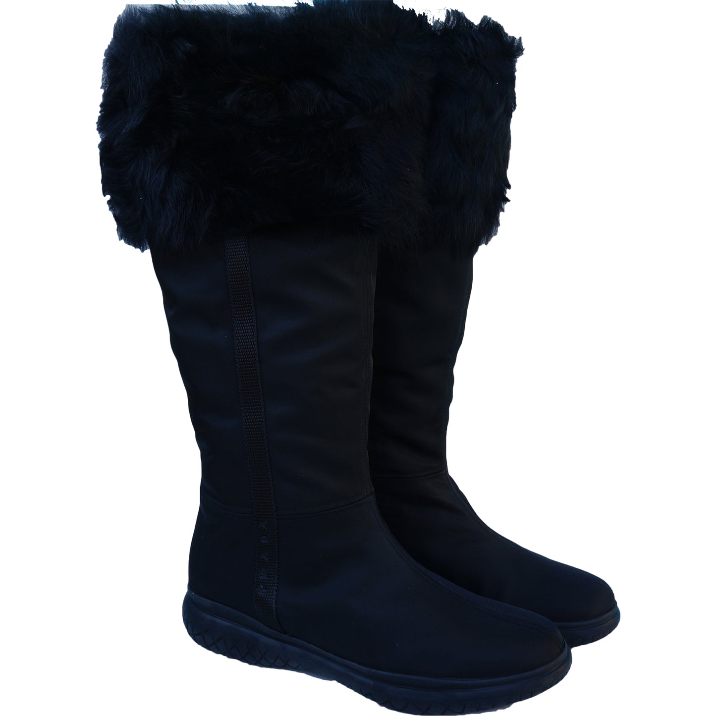 PRADA SHEARLING NYLON & RUBBER BOOTS NEW WITH TAGS - leefluxury.com
