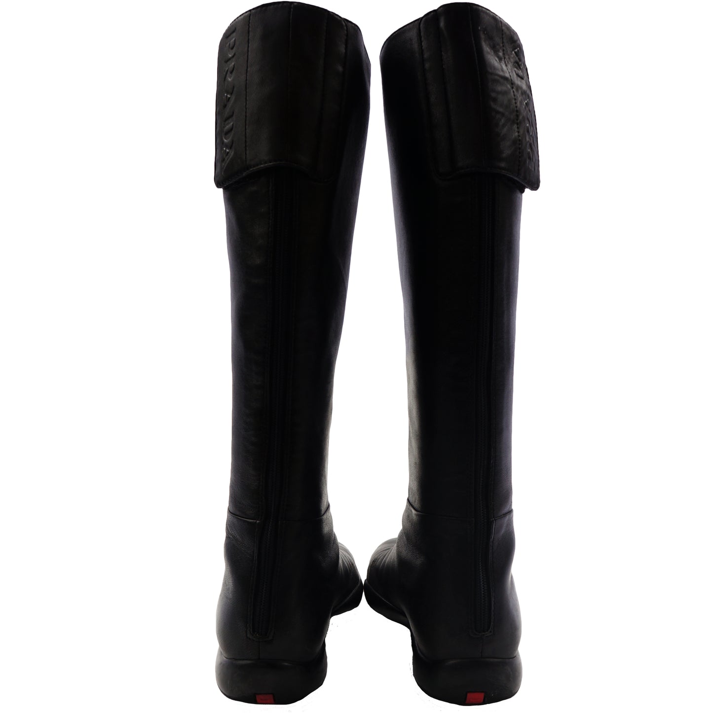 PRADA SPORT BLACK LEATHER BOOTS - leefluxury.com