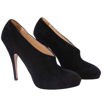 PRADA SUEDE ROUNDED POINTED-TOE BOOT PUMPS - leefluxury.com