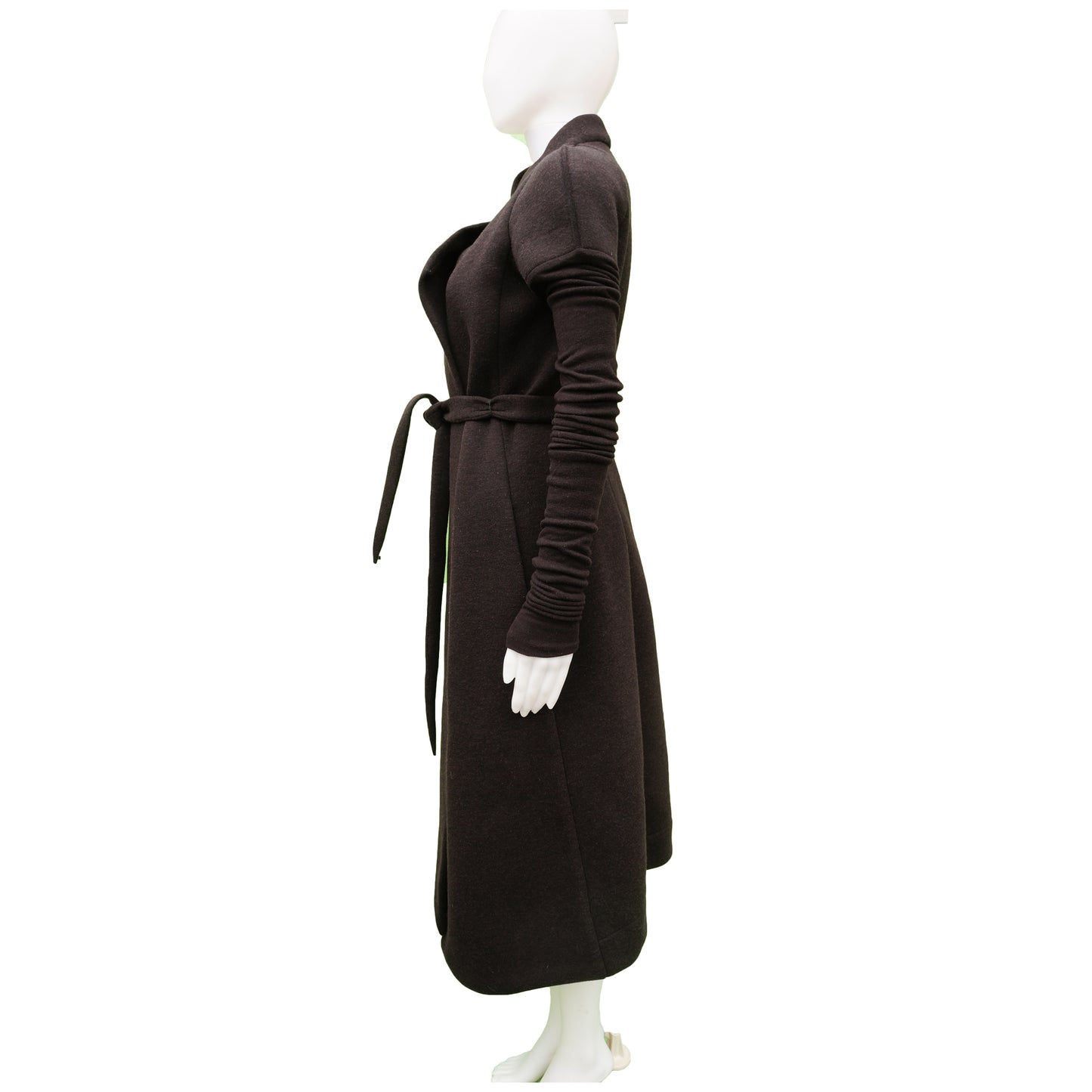 RICK OWENS LILIES BROWN LONG DUSTER COAT - leefluxury.com