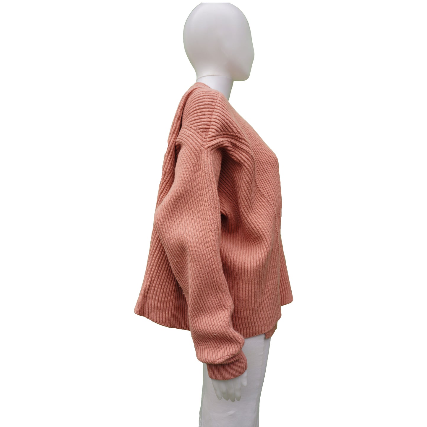 STELLA MCCARTNEY 2017 VIRGIN WOOL DUSTY ROSE OVERSIZED KNIT SWEATER - leefluxury.com