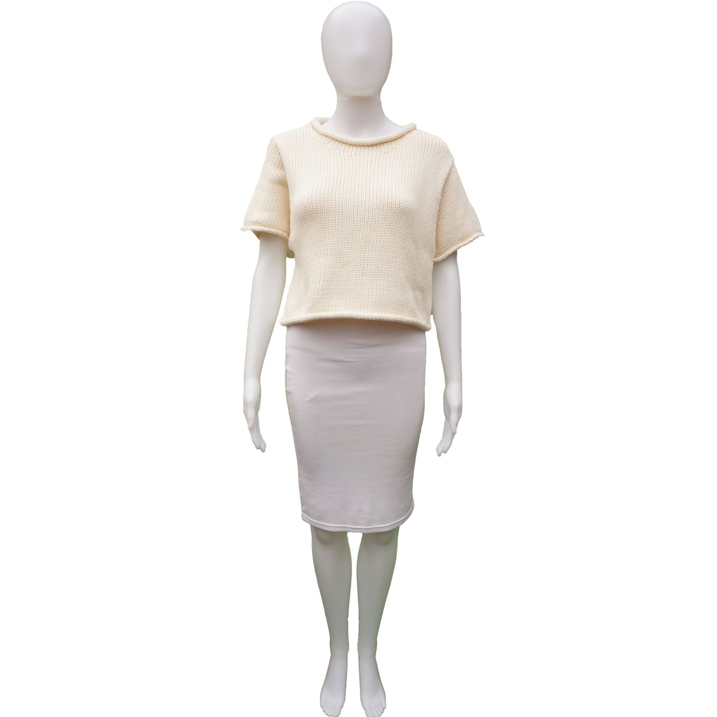 T BY ALEXANDER WANG IVORY CROPPED SWEATER TOP - leefluxury.com