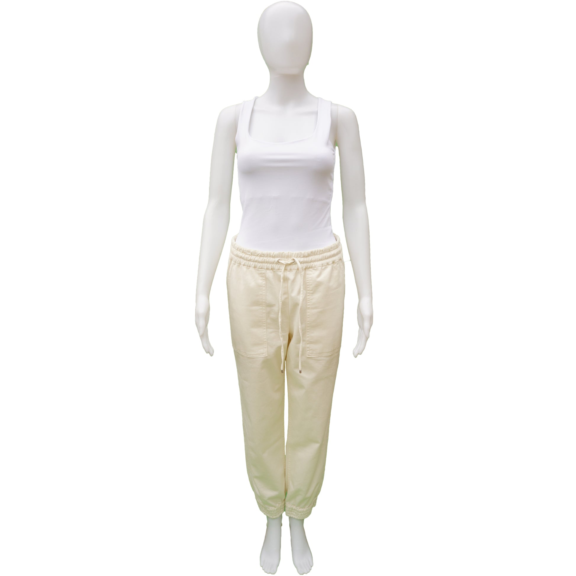 THEORY CORTLANDT RELAXED CREAM CHINO JOGGER PANT