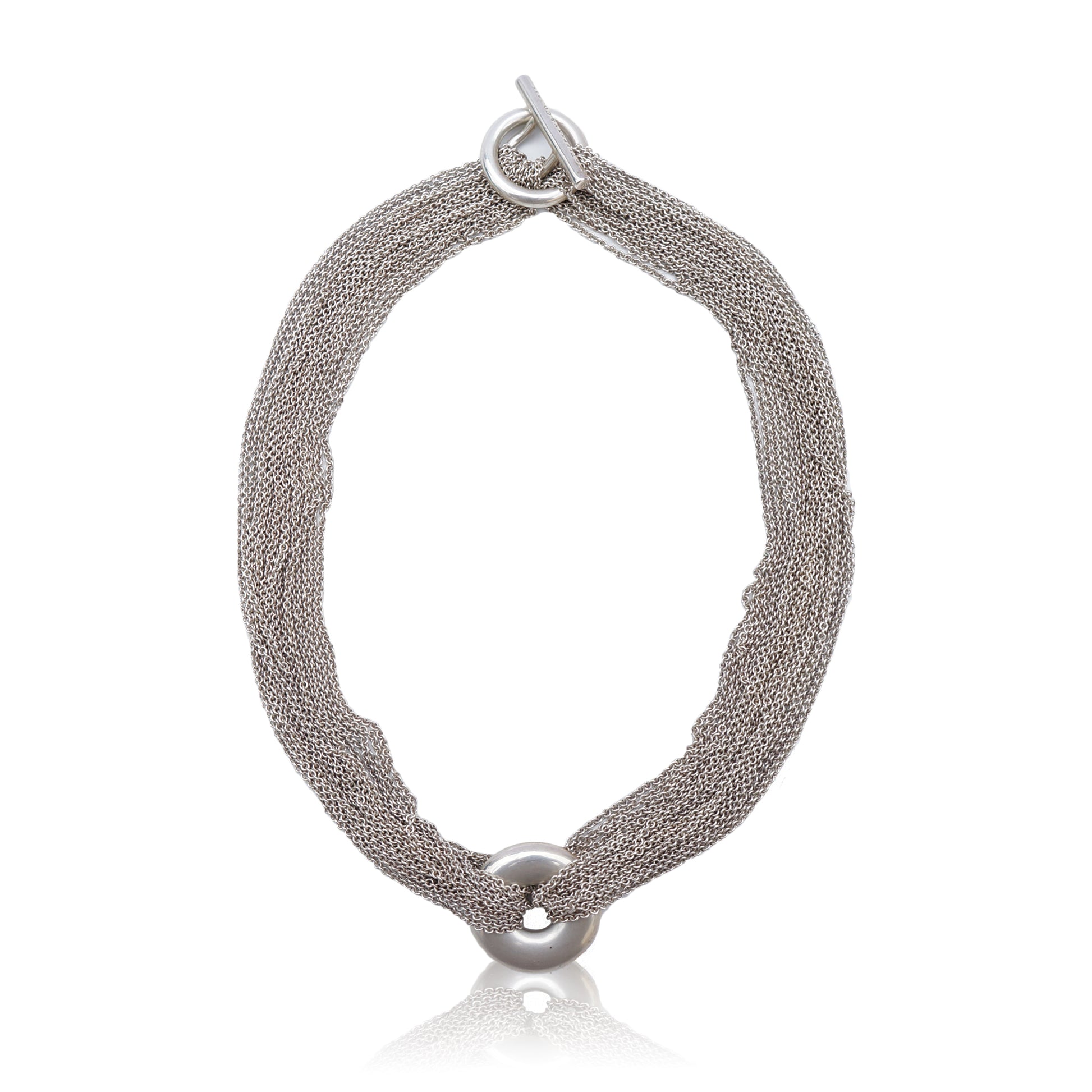 TIFFANY & CO. STERLING SILVER MESH CIRCLE NECKLACE - leefluxury.com