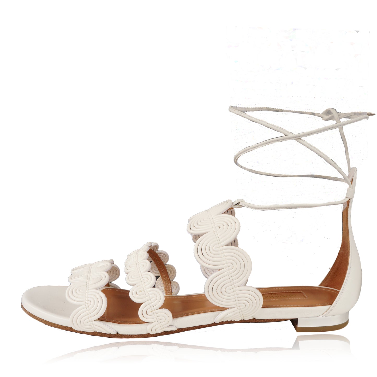 AQUAZZURA JODPHUR WHITE LEATHER SANDAL - leefluxury.com