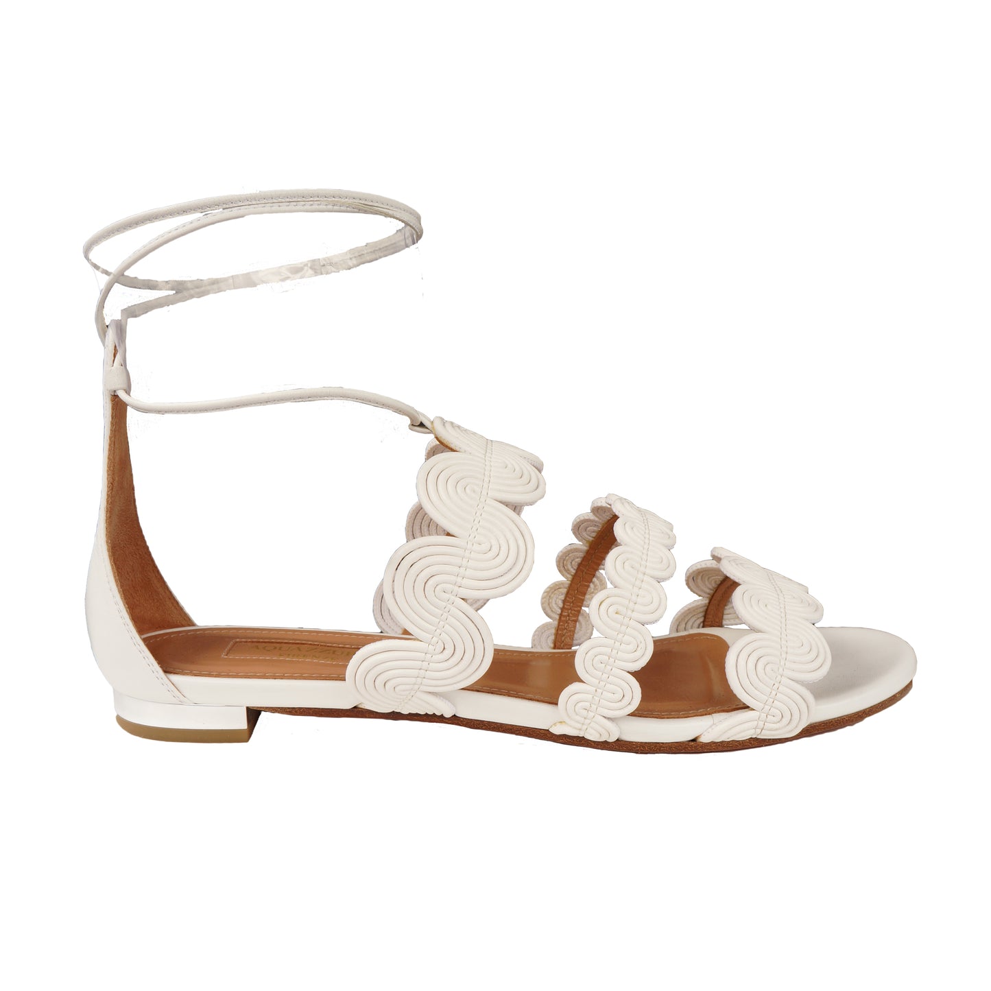 AQUAZZURA JODPHUR WHITE LEATHER SANDAL - leefluxury.com