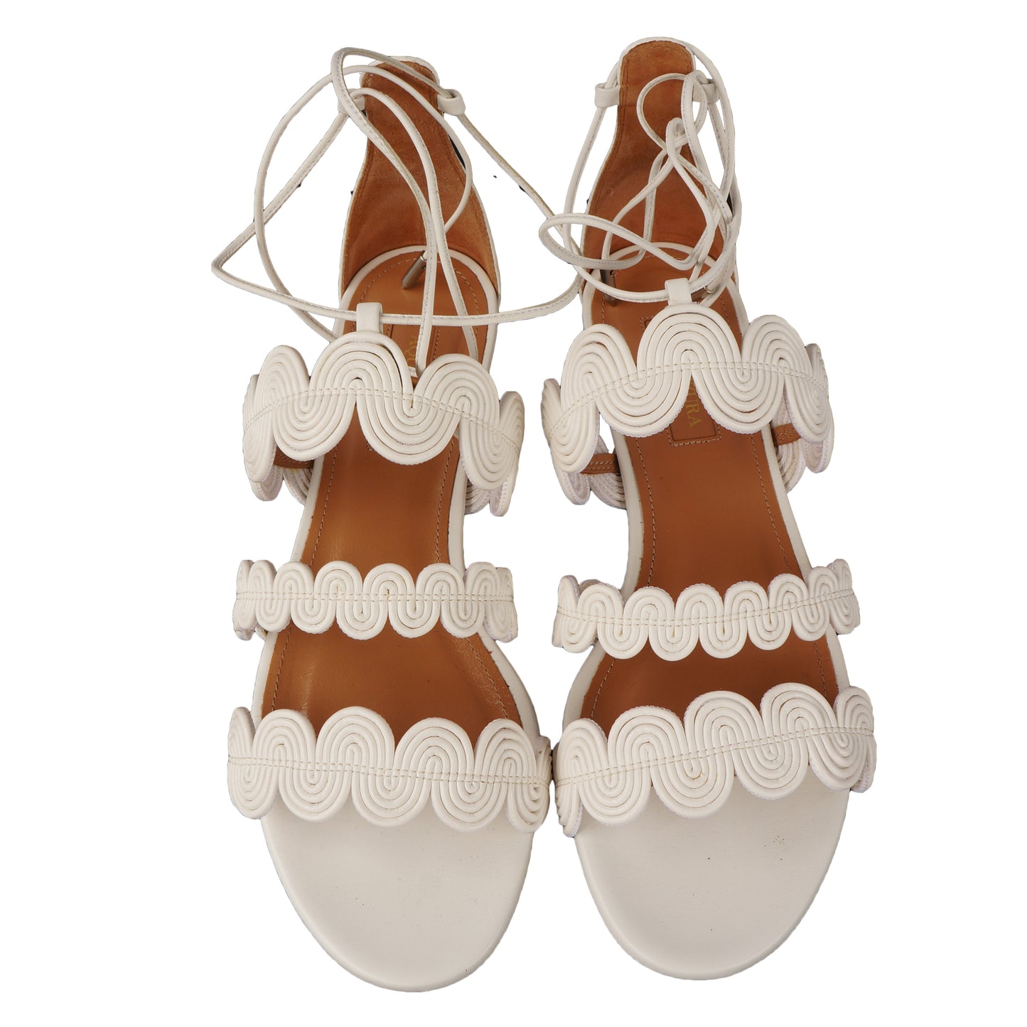 AQUAZZURA JODPHUR WHITE LEATHER SANDAL - leefluxury.com