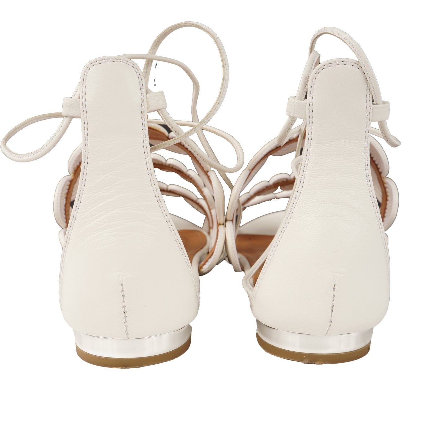 AQUAZZURA JODPHUR WHITE LEATHER SANDAL - leefluxury.com