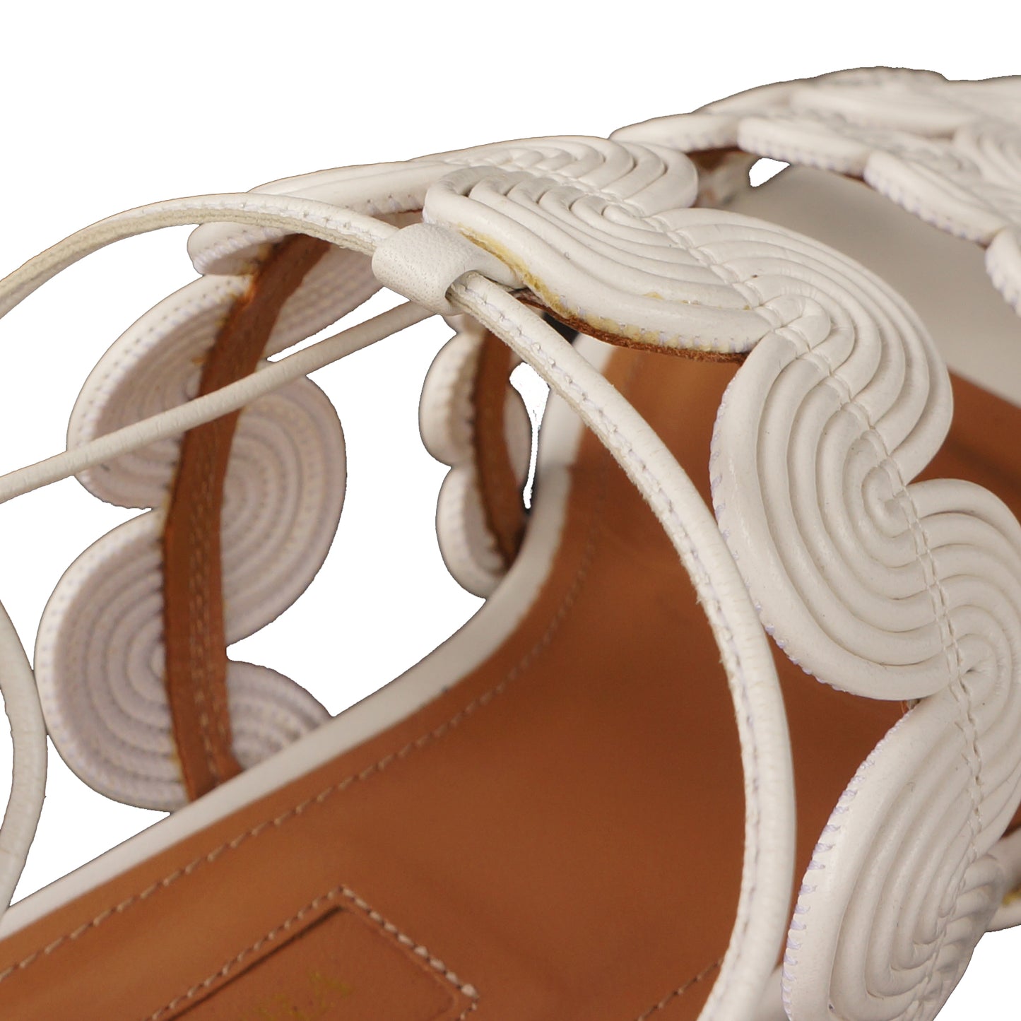 AQUAZZURA JODPHUR WHITE LEATHER SANDAL - leefluxury.com