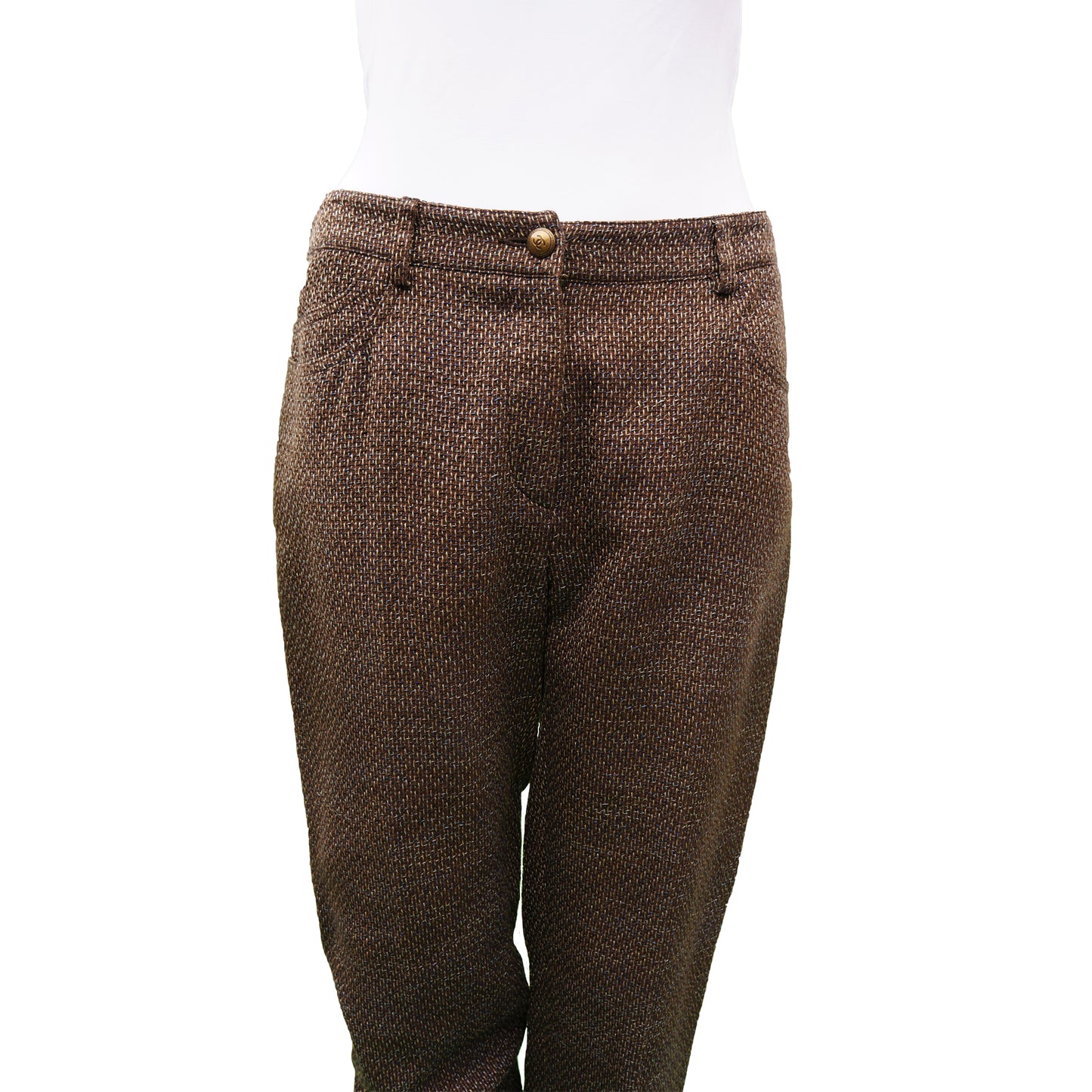 CHANEL COTTON TWEED STRAIGHT LEG PANT - leefluxury.com