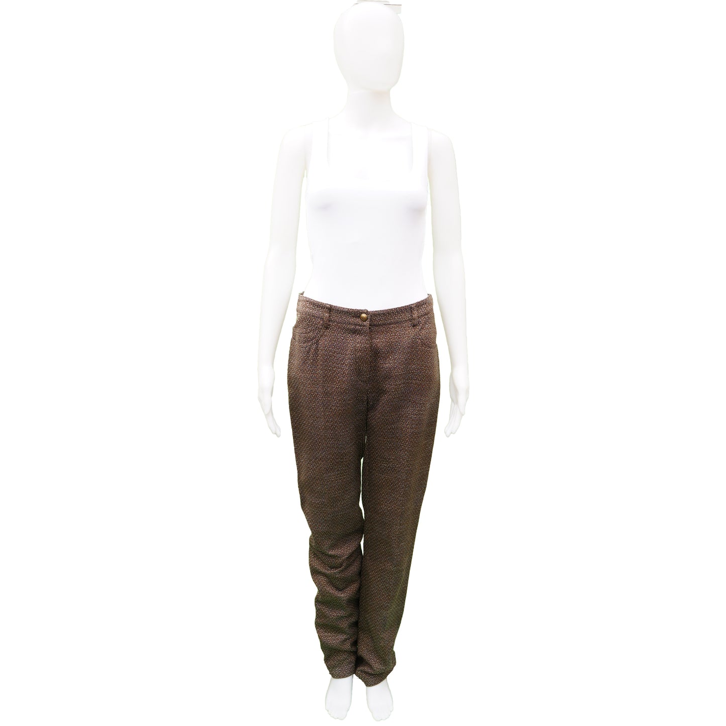 CHANEL COTTON TWEED STRAIGHT LEG PANT - leefluxury.com