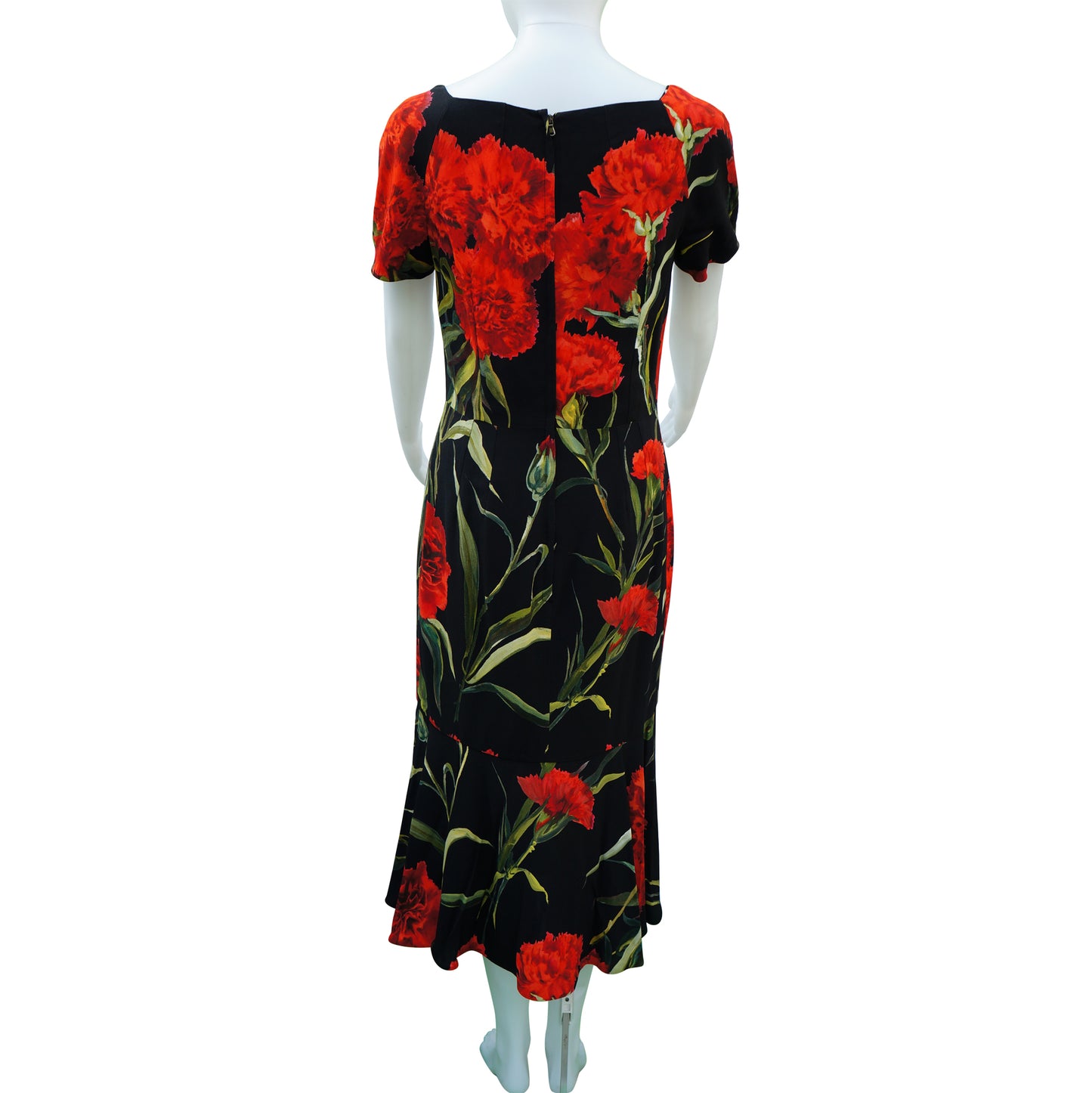 DOLCE & GABBANA BLACK FLORAL CARNATION PRINT DRESS - leefluxury.com