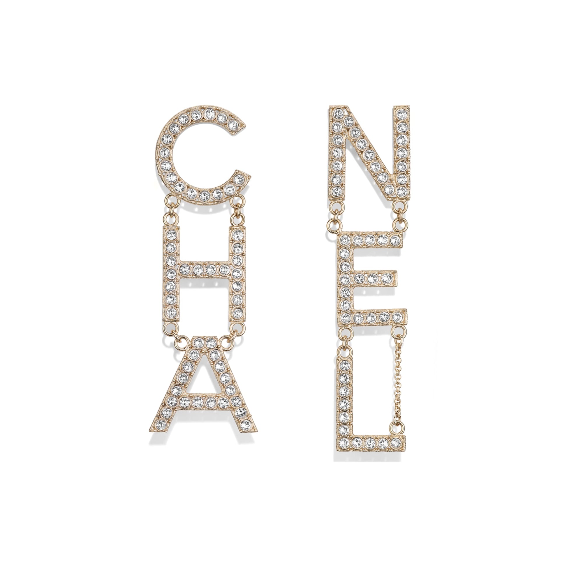 chanel metal and strass earrings