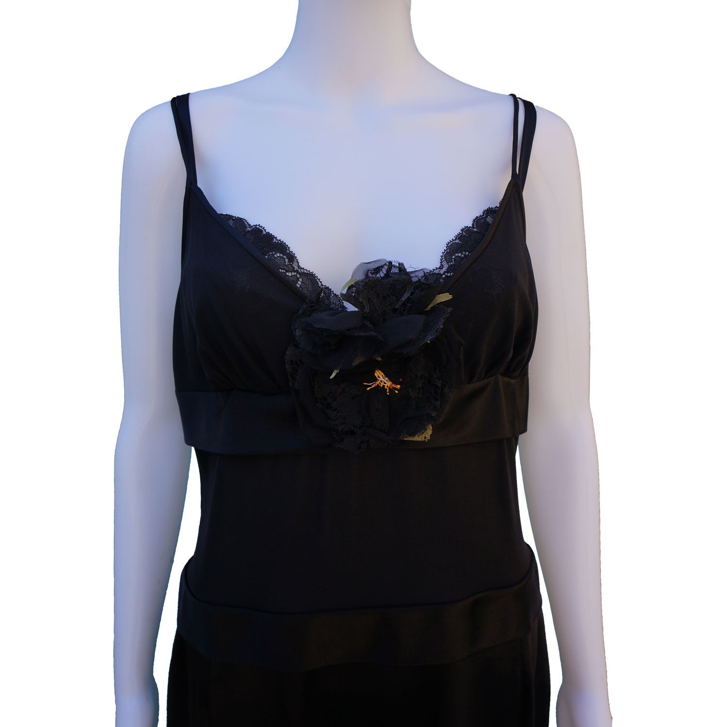 DOLCE & GABBANA SILK PANEL DRESS WITH DETACHABLE FLOWER - leefluxury.com