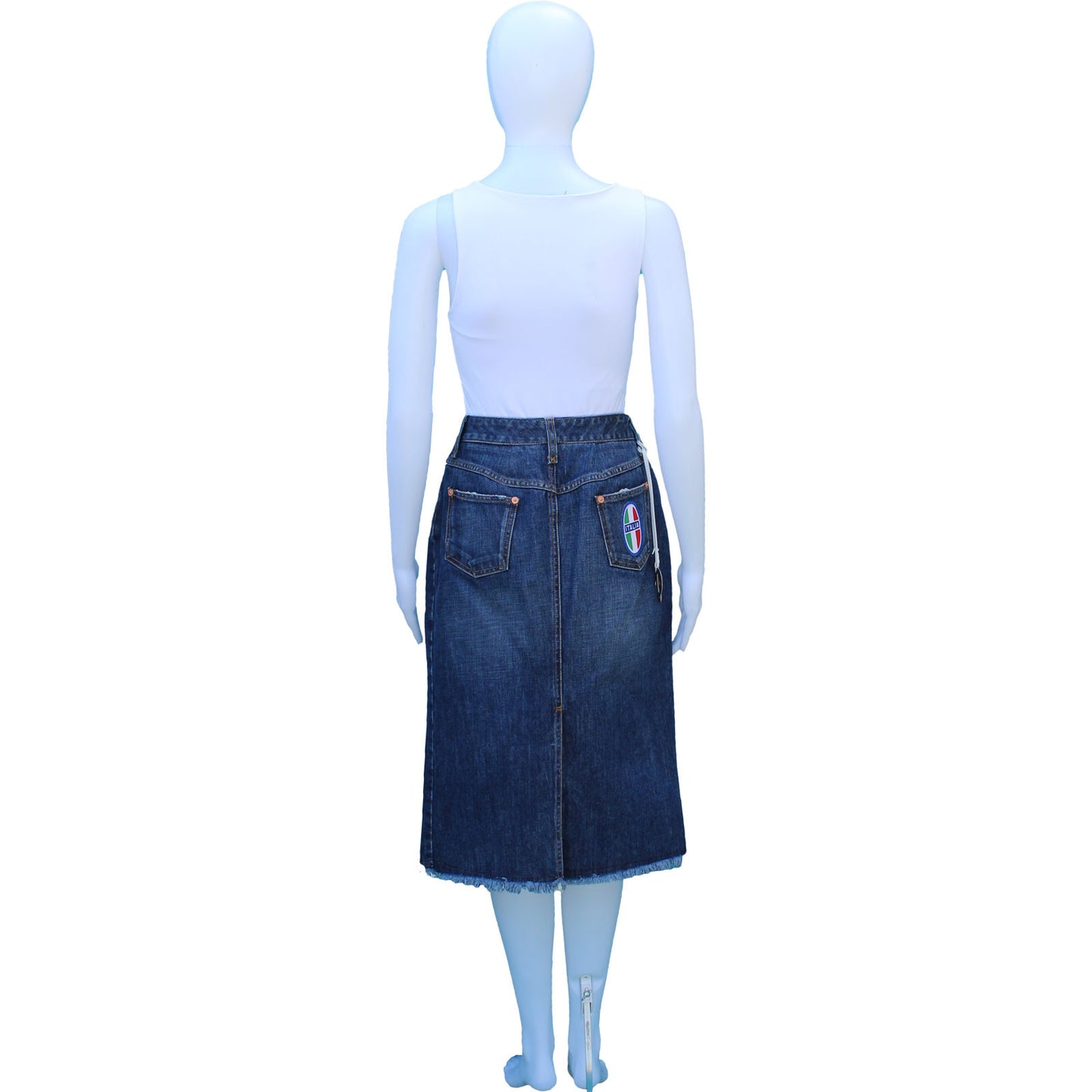 DOLCE & GABBANA DENIM KNEE-LENGTH SKIRT - leefluxury.com