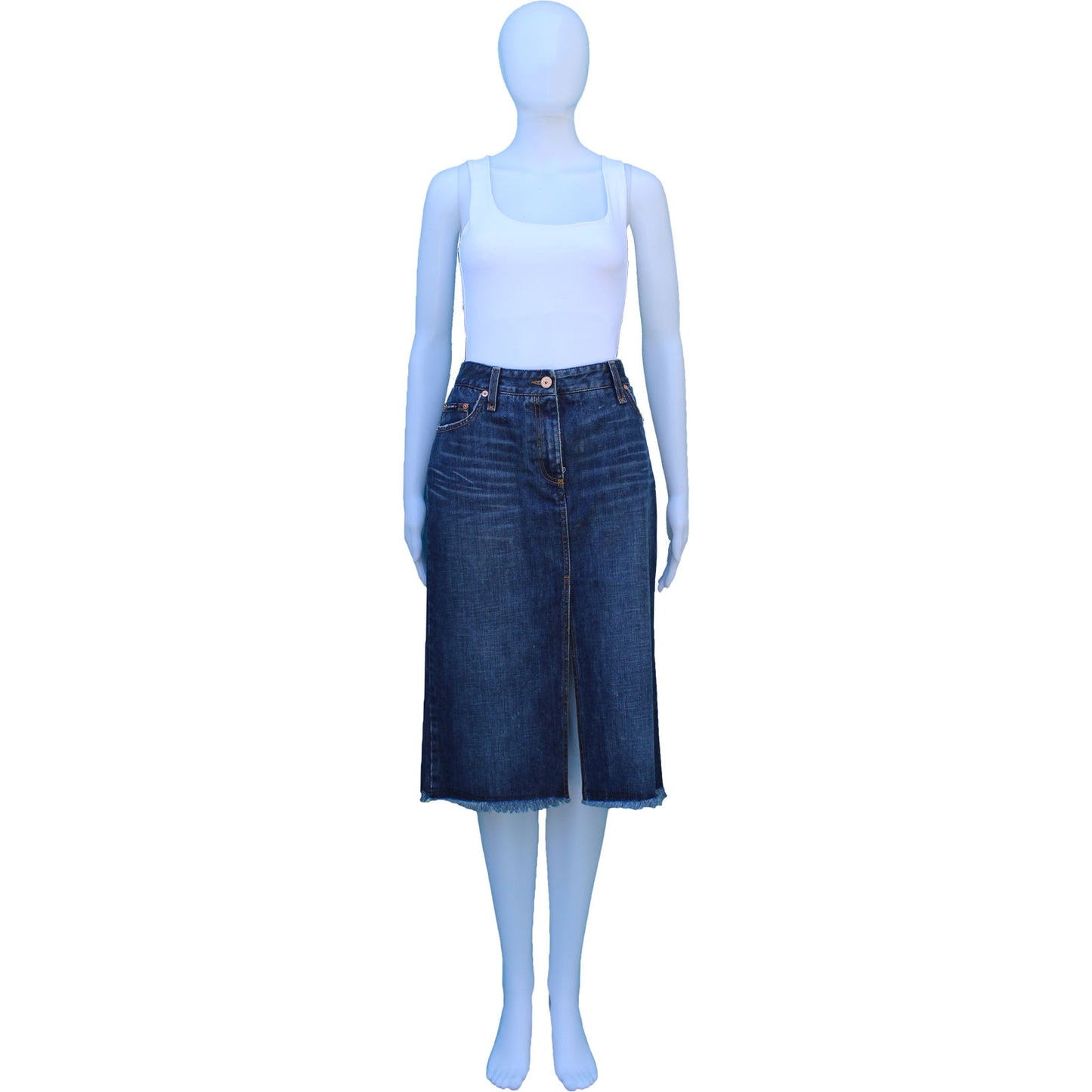 DOLCE & GABBANA DENIM KNEE-LENGTH SKIRT - leefluxury.com