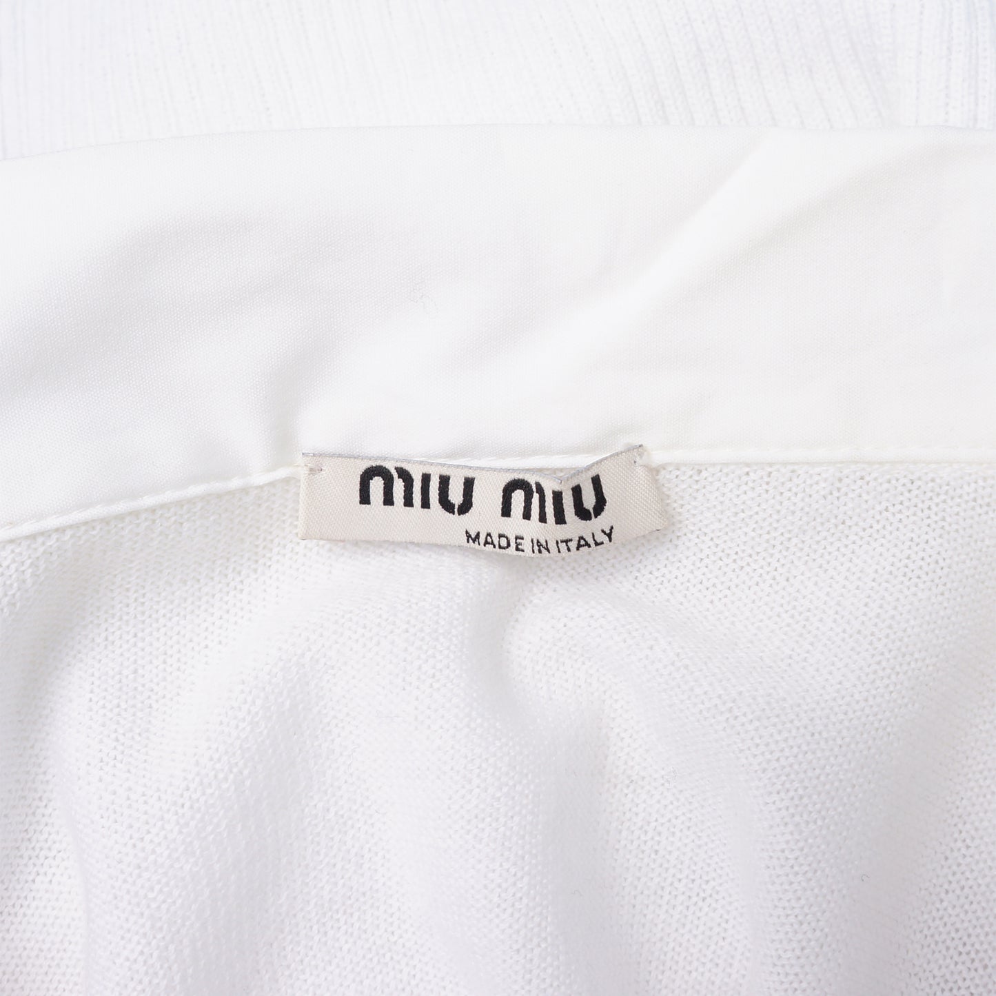 MIU MIU WHITE SHORT SLEEVE KNIT TOP - leefluxury.com