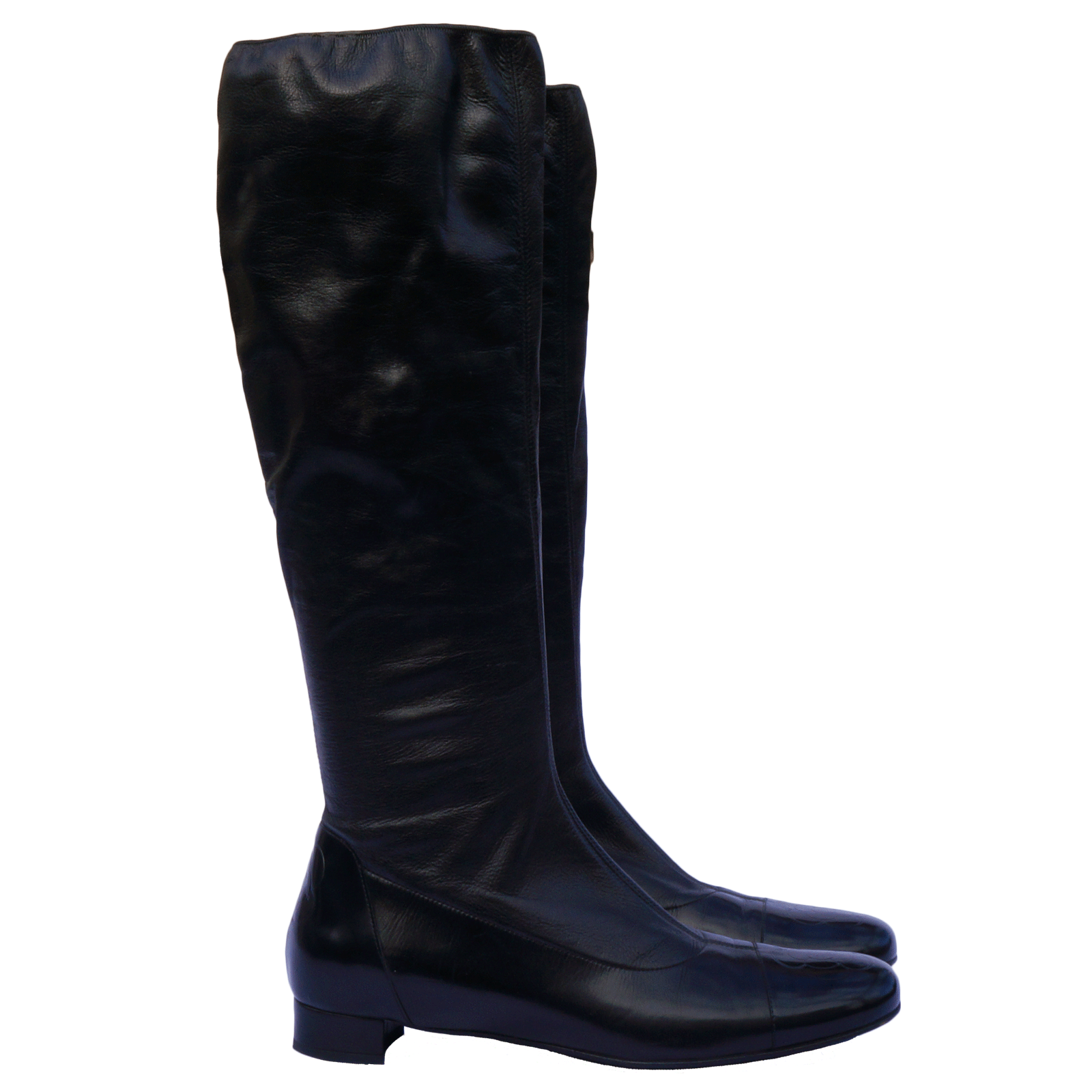 CHANEL LEATHER CAMELLIA KNEE-HIGH BOOTS - leefluxury.com