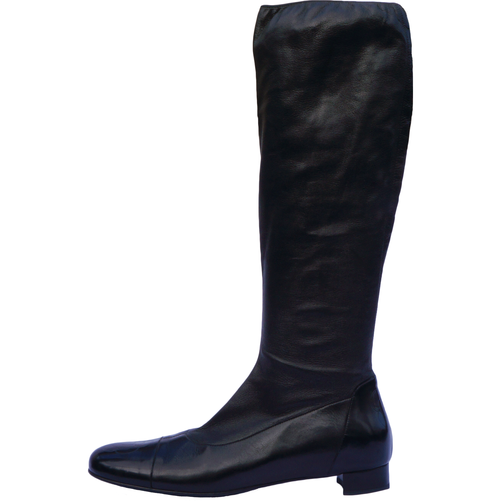 AUTHENTIC CHANEL LEATHER CAMELLIA CAP TOE KNEE-HIGH LEATHER BOOTS