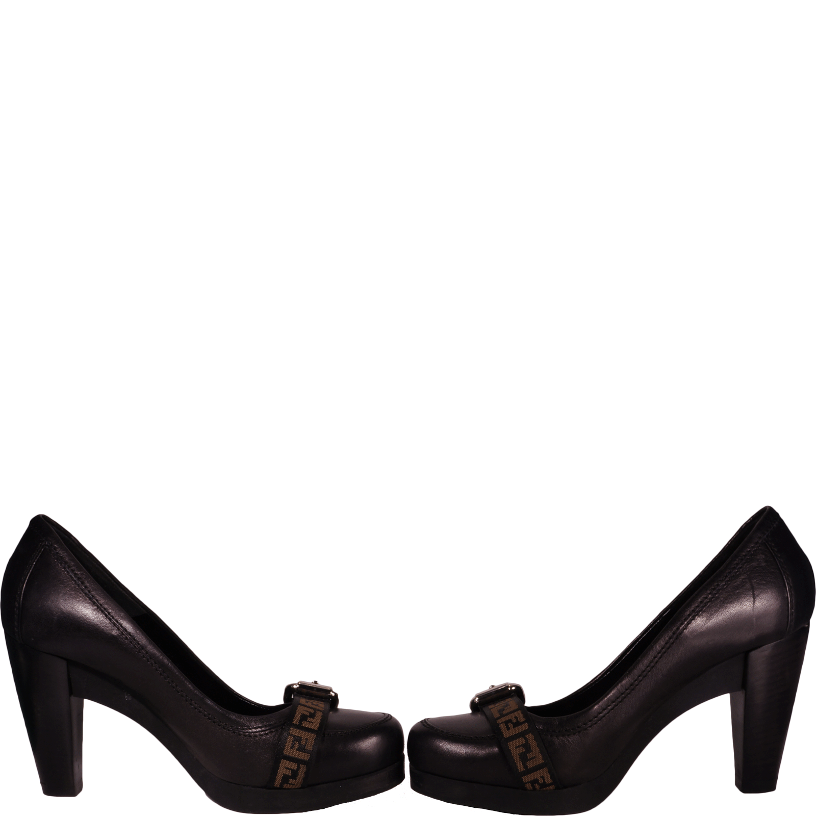 FENDI ZUCCA ROUND-TOE PUMPS - leefluxury.com