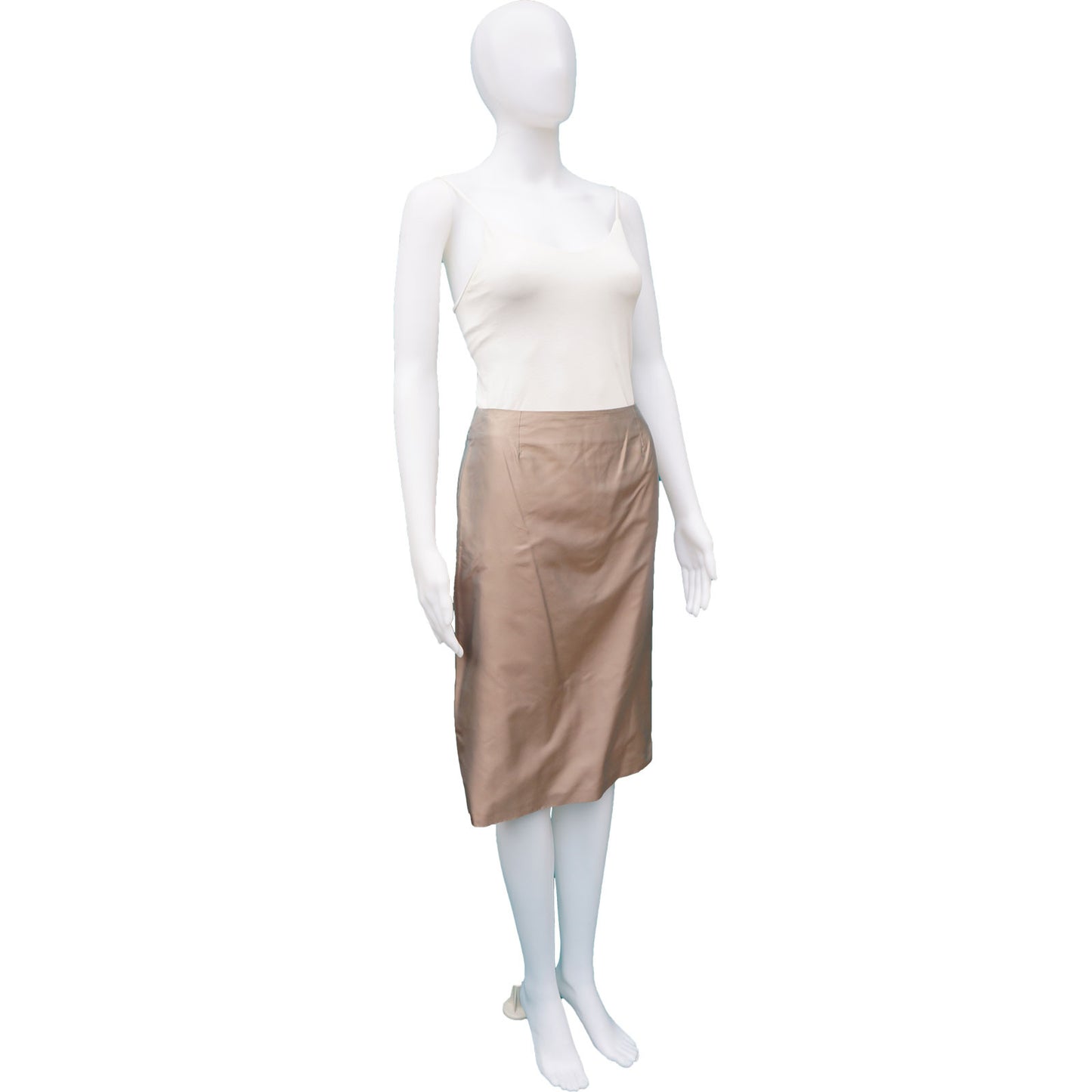 GUCCI CHAMPAGNE IRIDESCENT KNEE-LENGTH PENCIL SKIRT - leefluxury.com