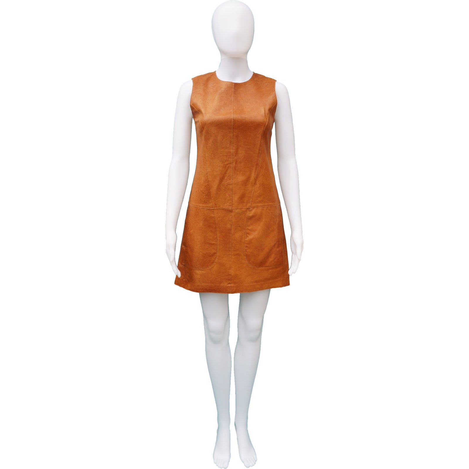 VINCE LEATHER SLEEVELESS SHIFT DRESS leefluxury.com VINCE LEATHER SLEEVELESS SHIFT DRESS leefluxury.com