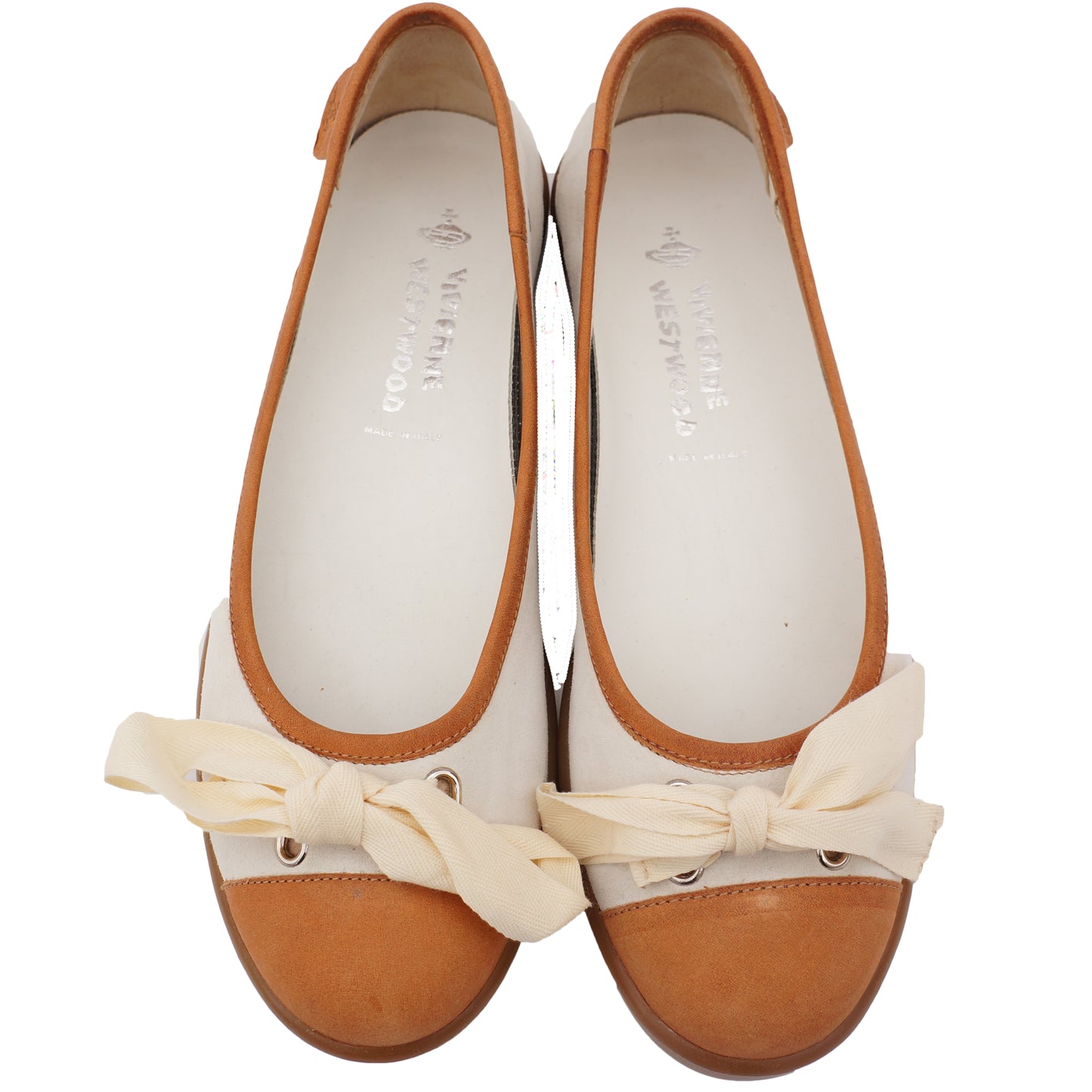 VIVIENNE WESTWOOD SUEDE AND LEATHER FLATS - leefluxury.com